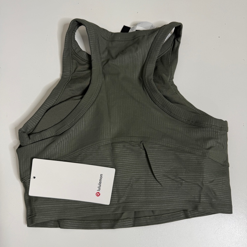 Lululemon blissful bend tank army green high neck crop top size 8 - Picture 6 of 7